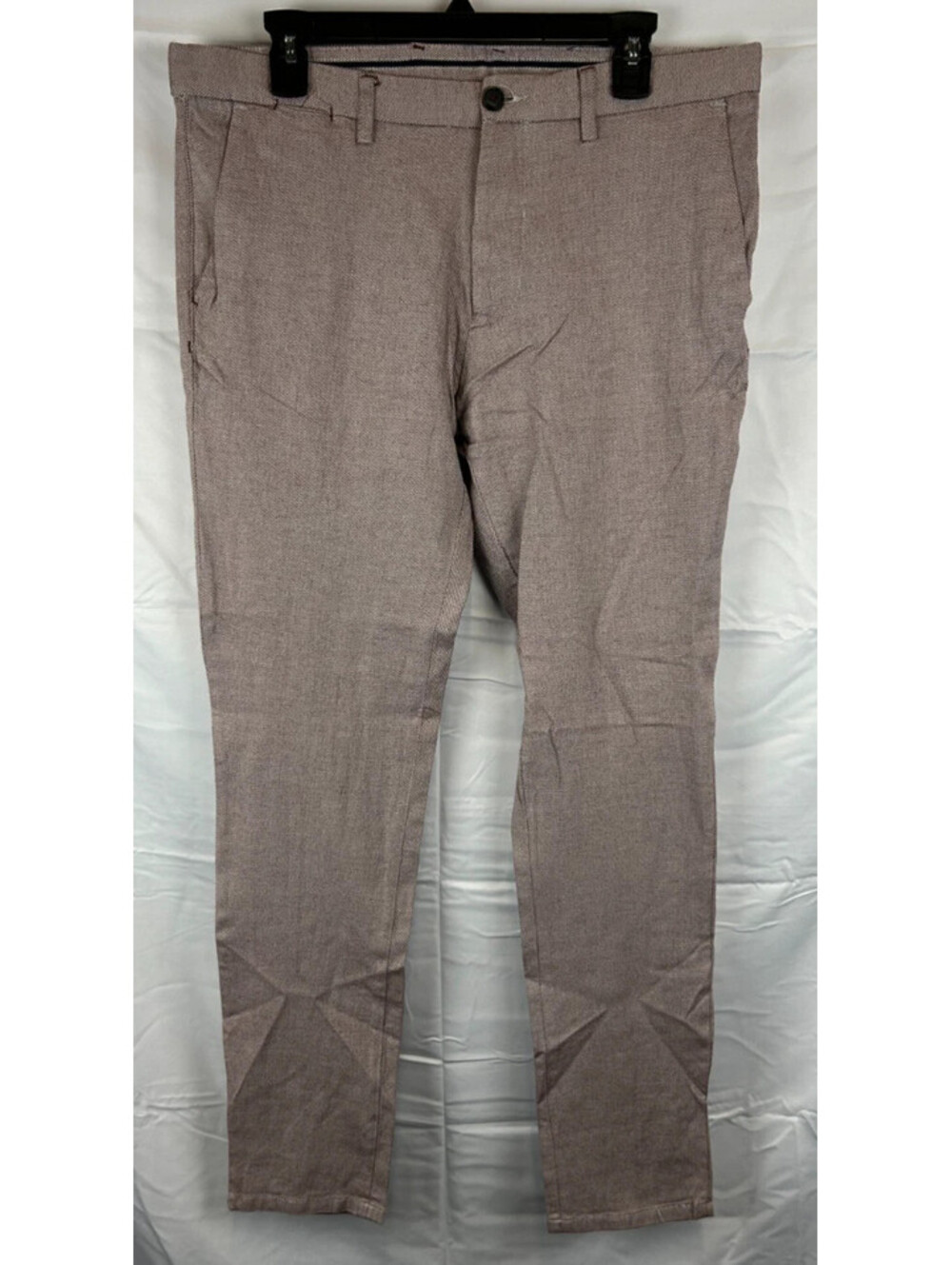 Zara Man Men's Size 35 Red Slim Fit Textured Chino Trousers